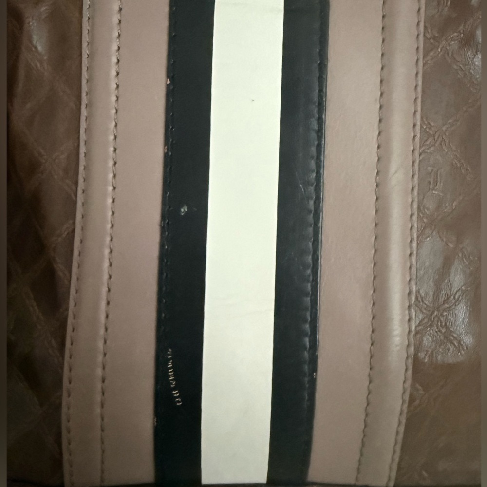 LAMB by Gwen Stefani Brown Leather Handbag with Stripes - Picture 3 of 11